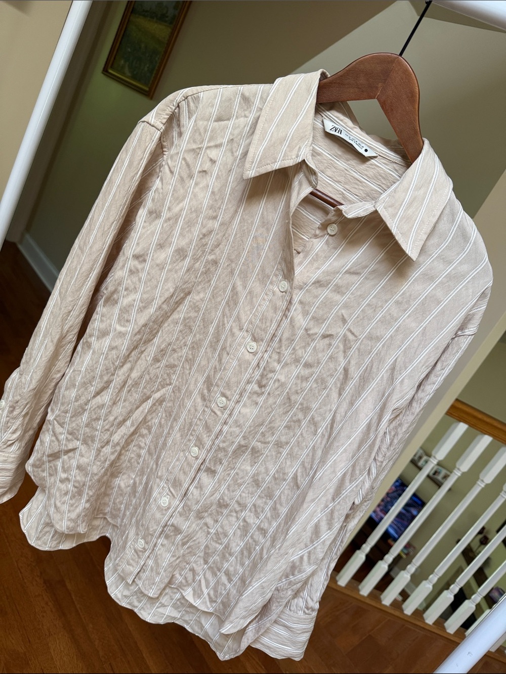 ZARA light textured striped button shirt - Picture 3 of 9